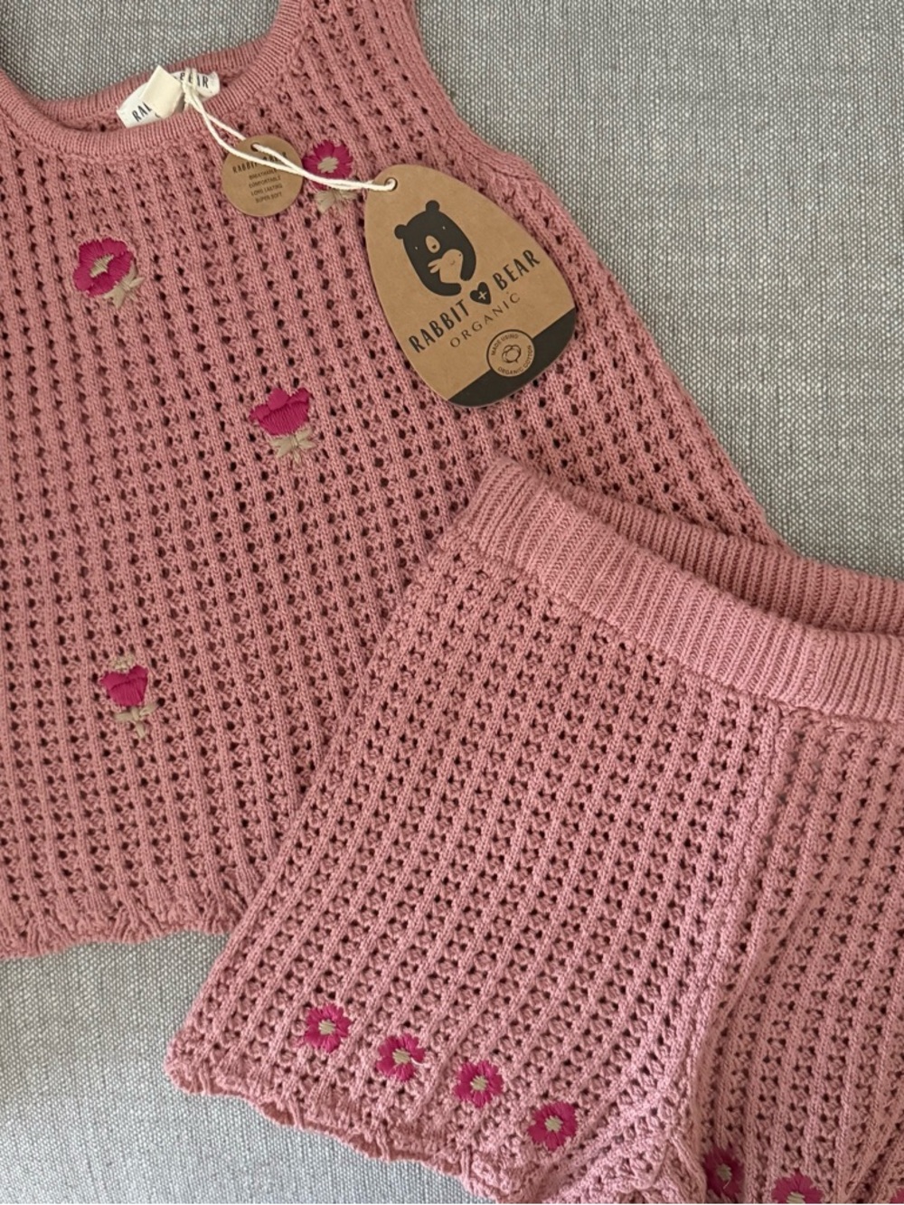 Rabbit & Bear Organic Pink Knit Kids Matching Set